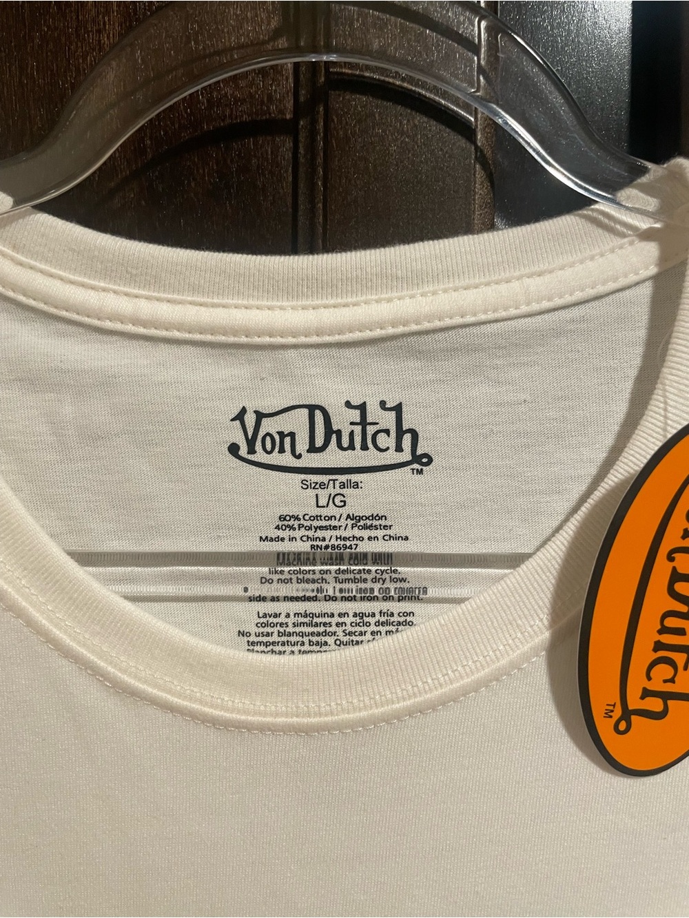 NWT Von Dutch White Tee Tiger, Roses and Flames Large - Picture 4 of 4